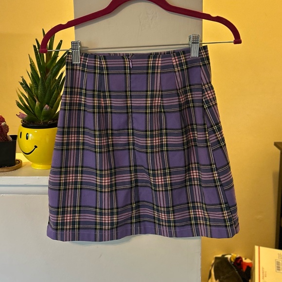 Pink & Purple J. Galt Luxury Plaid Mini Skirt // Size S - Picture 3 of 4